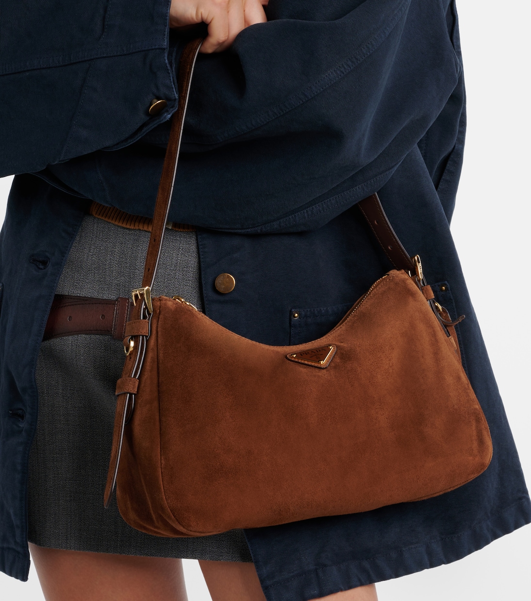 Prada Aimée Medium suede shoulder bag | Prada