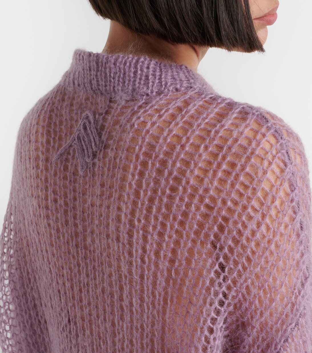 Feather-trimmed open-knit mohair-blend sweater | The Attico