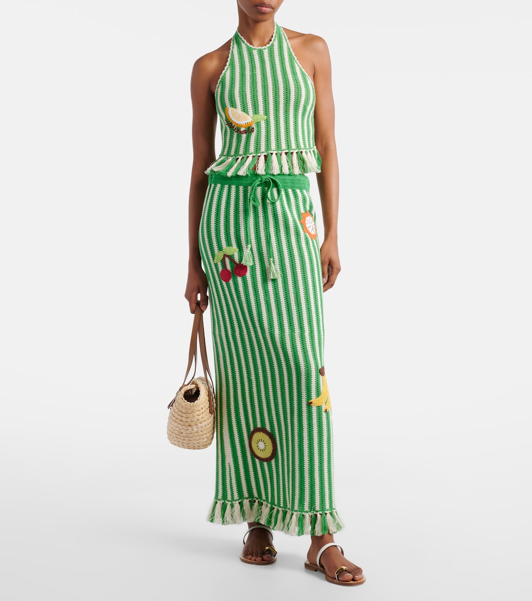 Sundae crochet embroidered cotton maxi skirt | Alémais