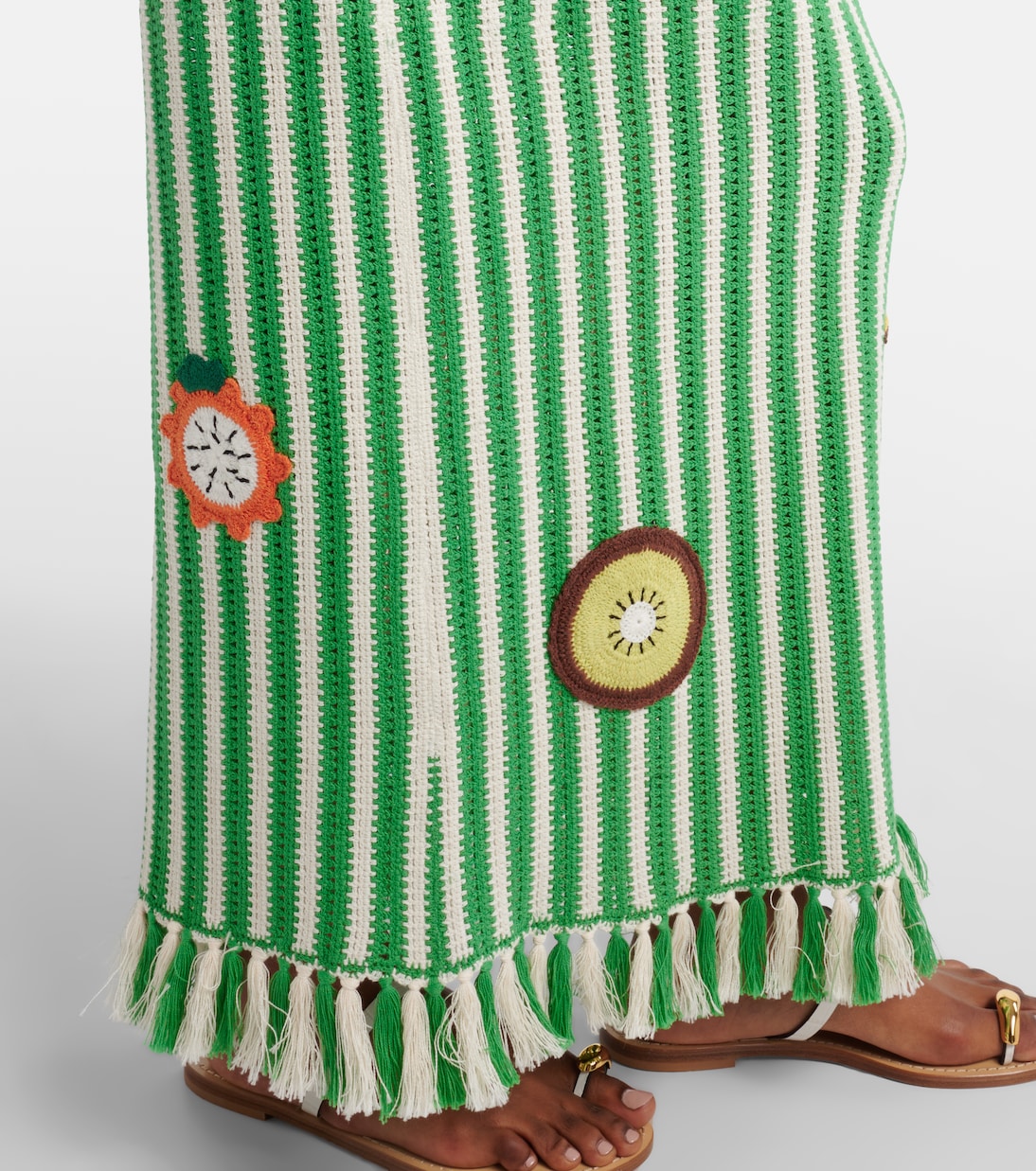 Sundae crochet embroidered cotton maxi skirt | Alémais