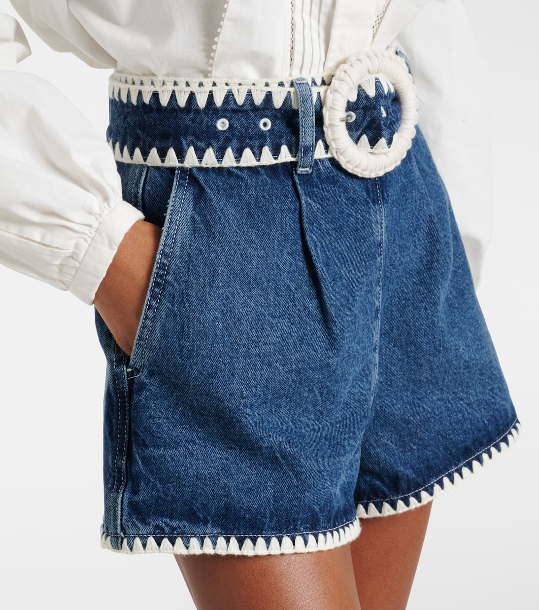 Shorts di jeans con finiture in crochet | Farm Rio