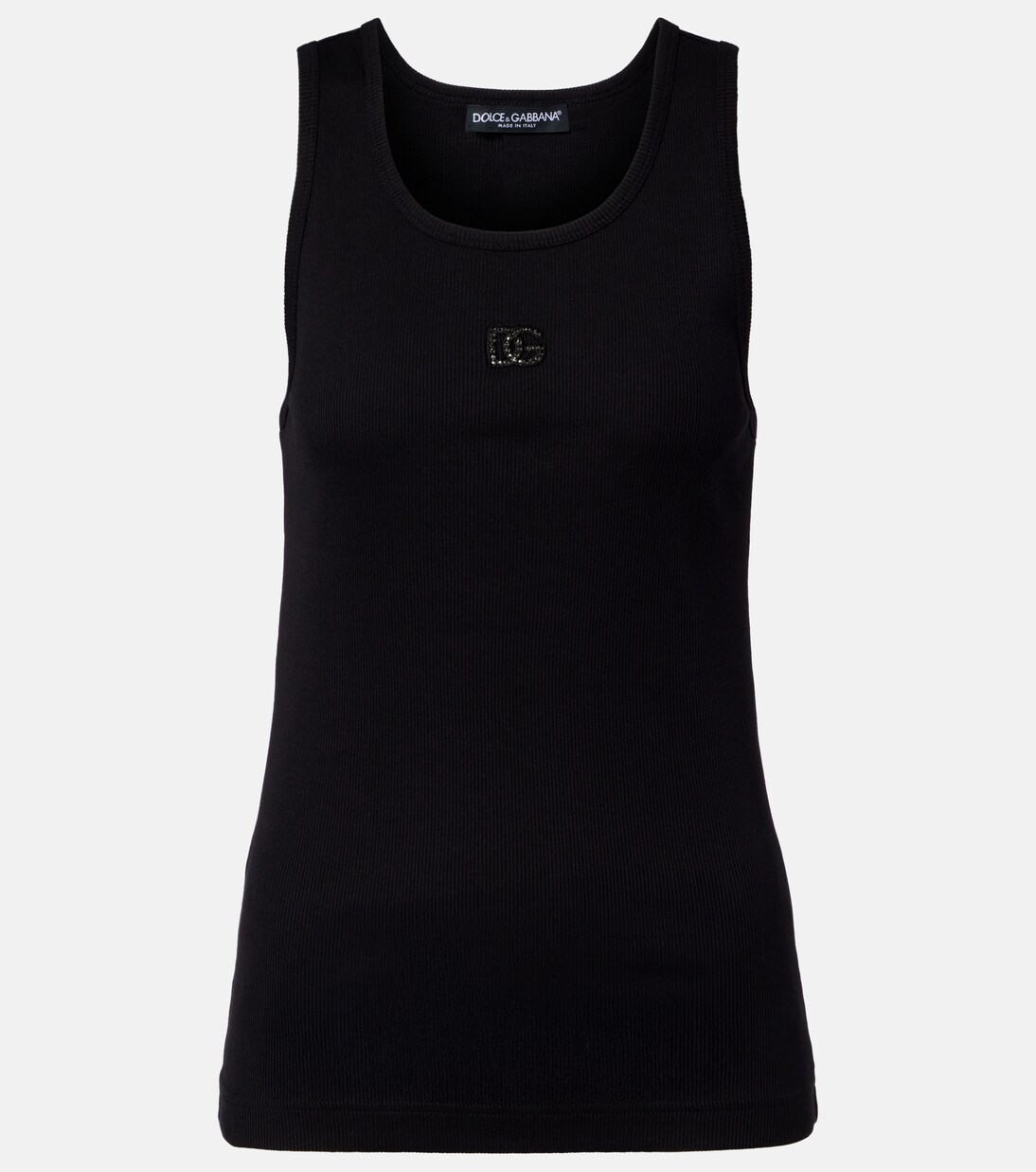 DG embellished ribbed-knit cotton tank top | Dolce&Gabbana