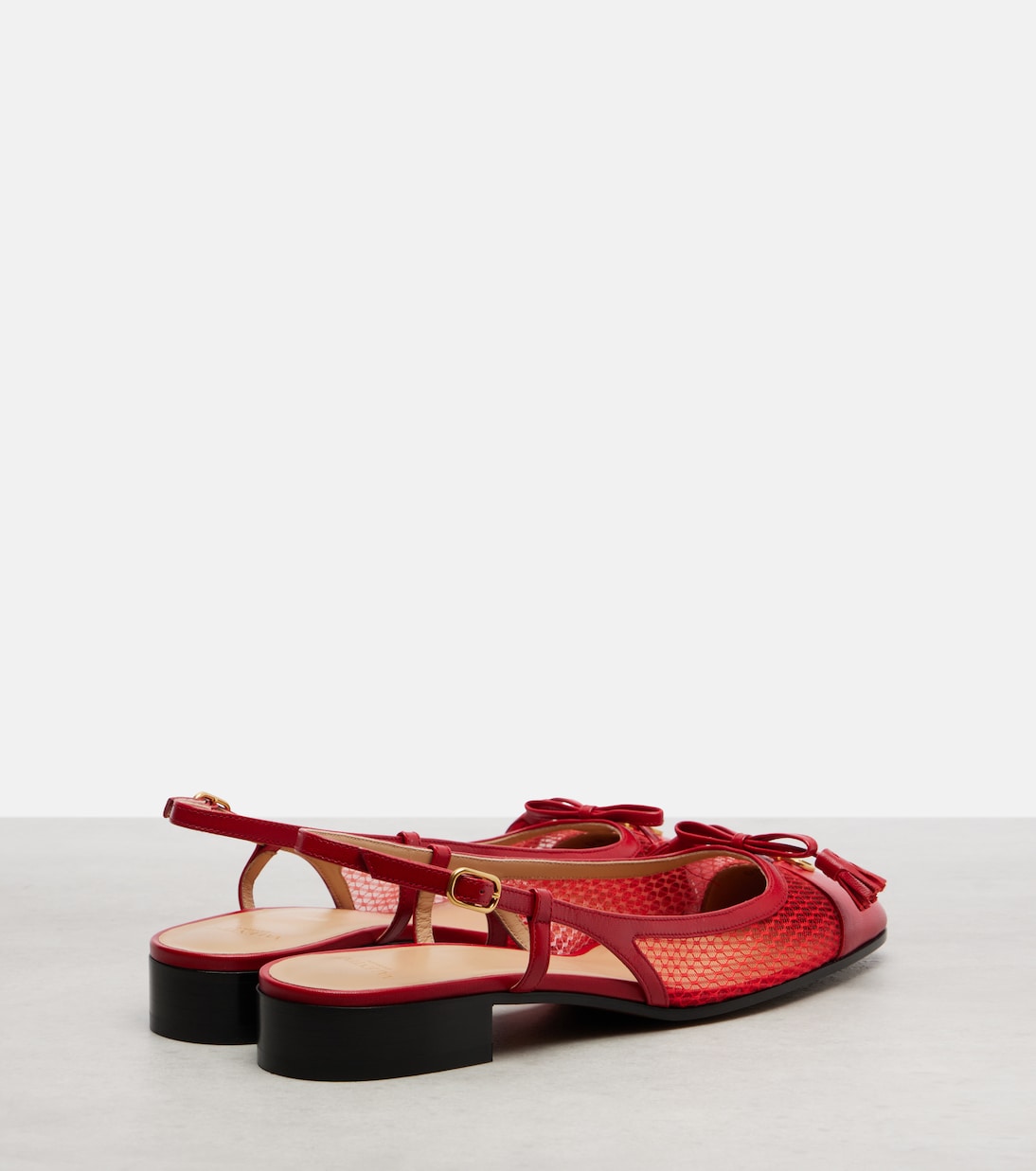 Valet Du Roi leather and mesh slingback flats | Valentino Garavani