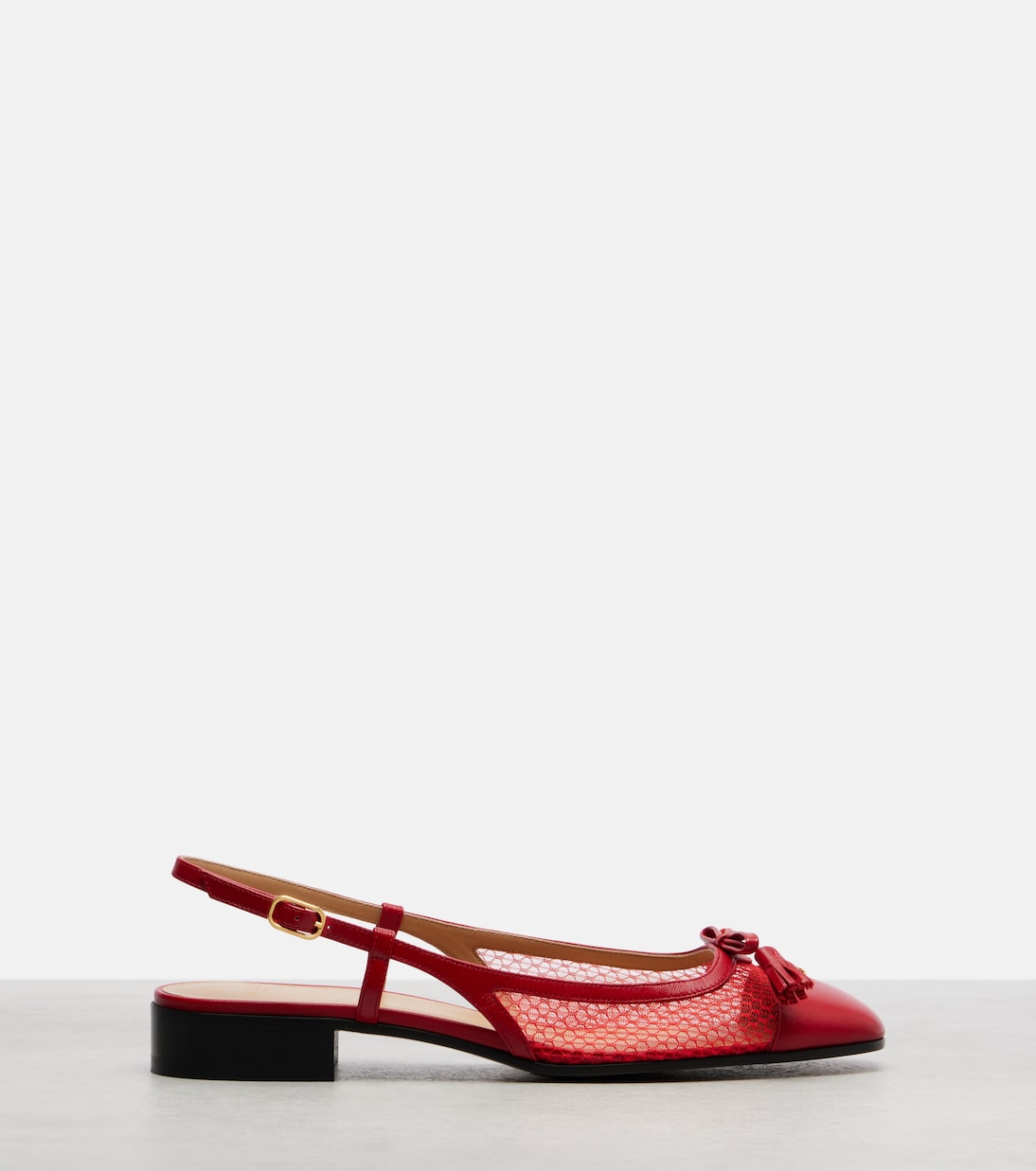 Valet Du Roi leather and mesh slingback flats | Valentino Garavani