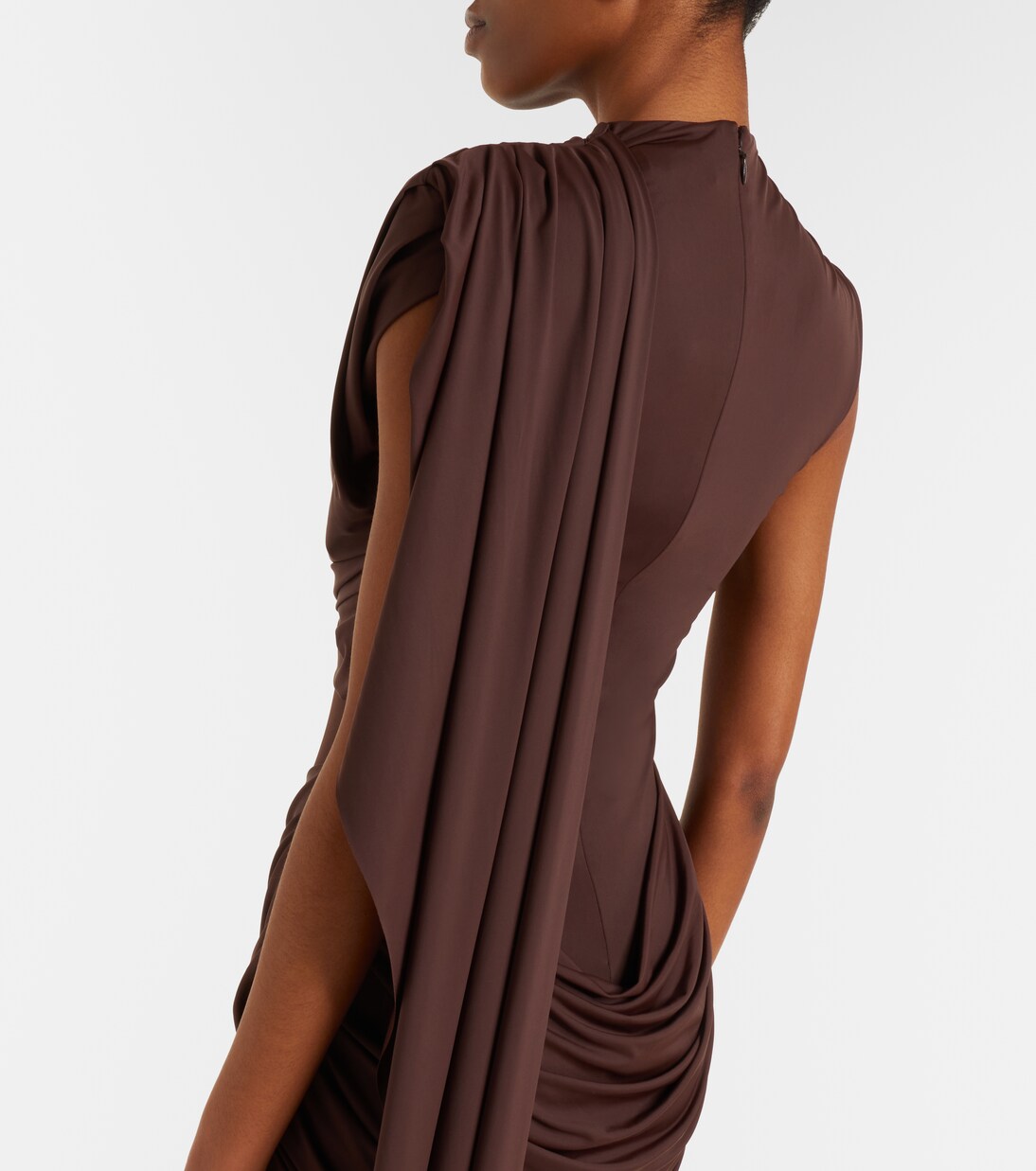 Draped caped jersey minidress  | De La Vali