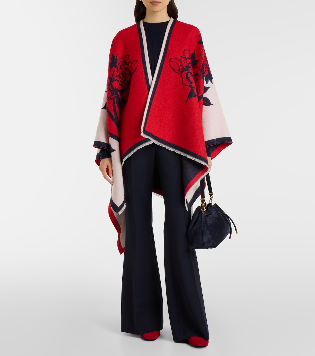 Soul floral wool and silk poncho | La DoubleJ