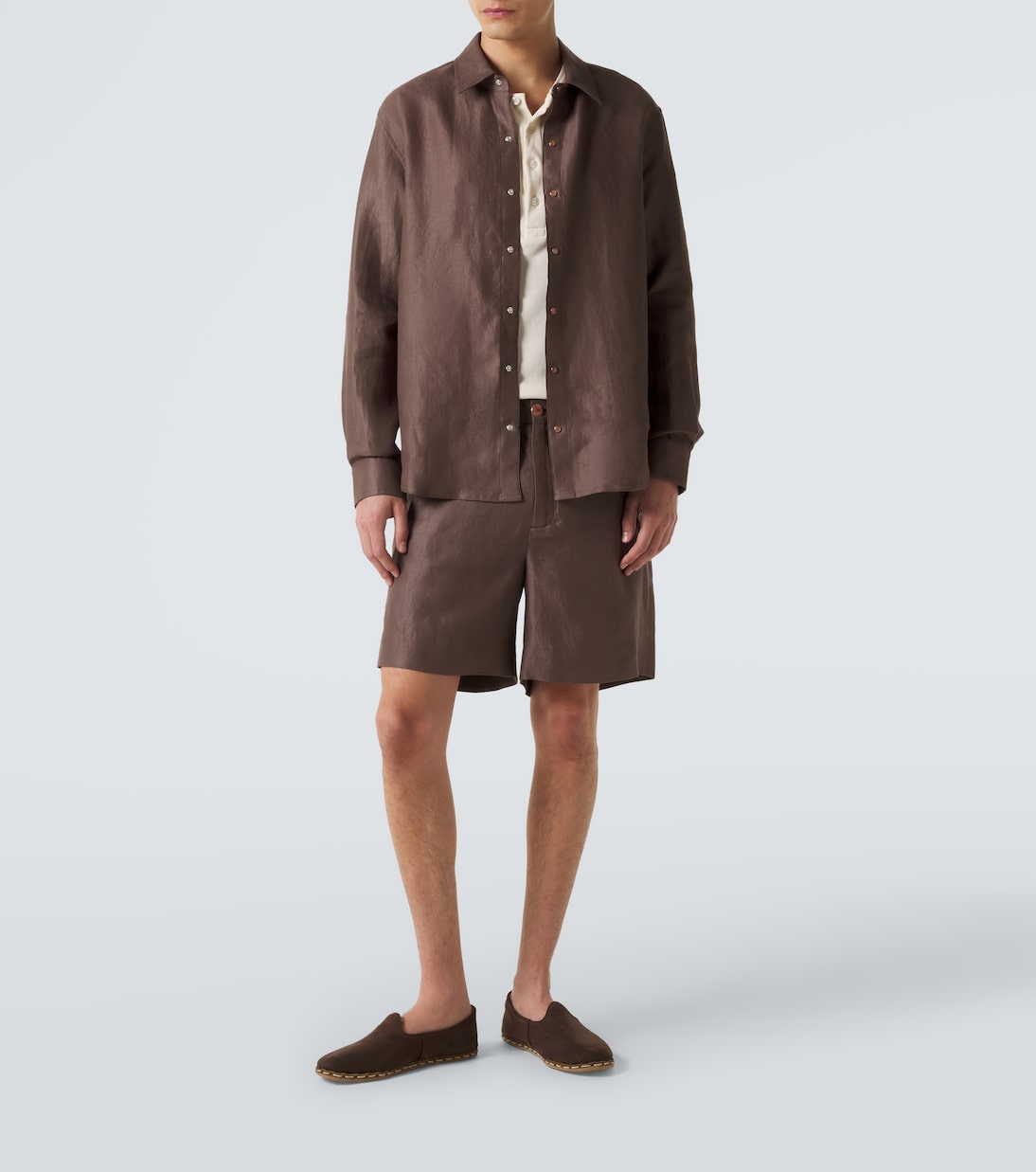 Linen shirt with orange sunstone | God's True Cashmere