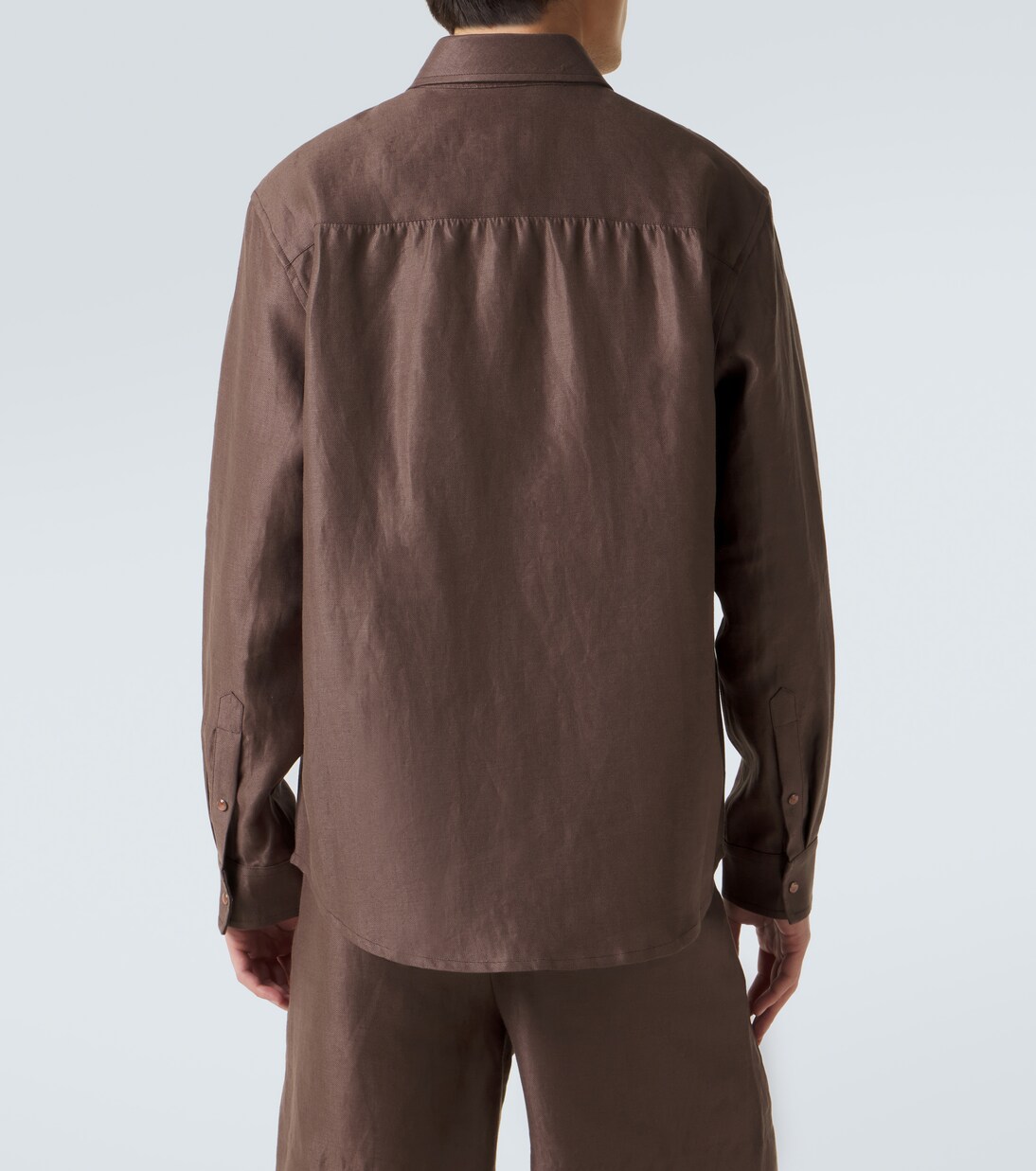 Linen shirt with orange sunstone | God's True Cashmere