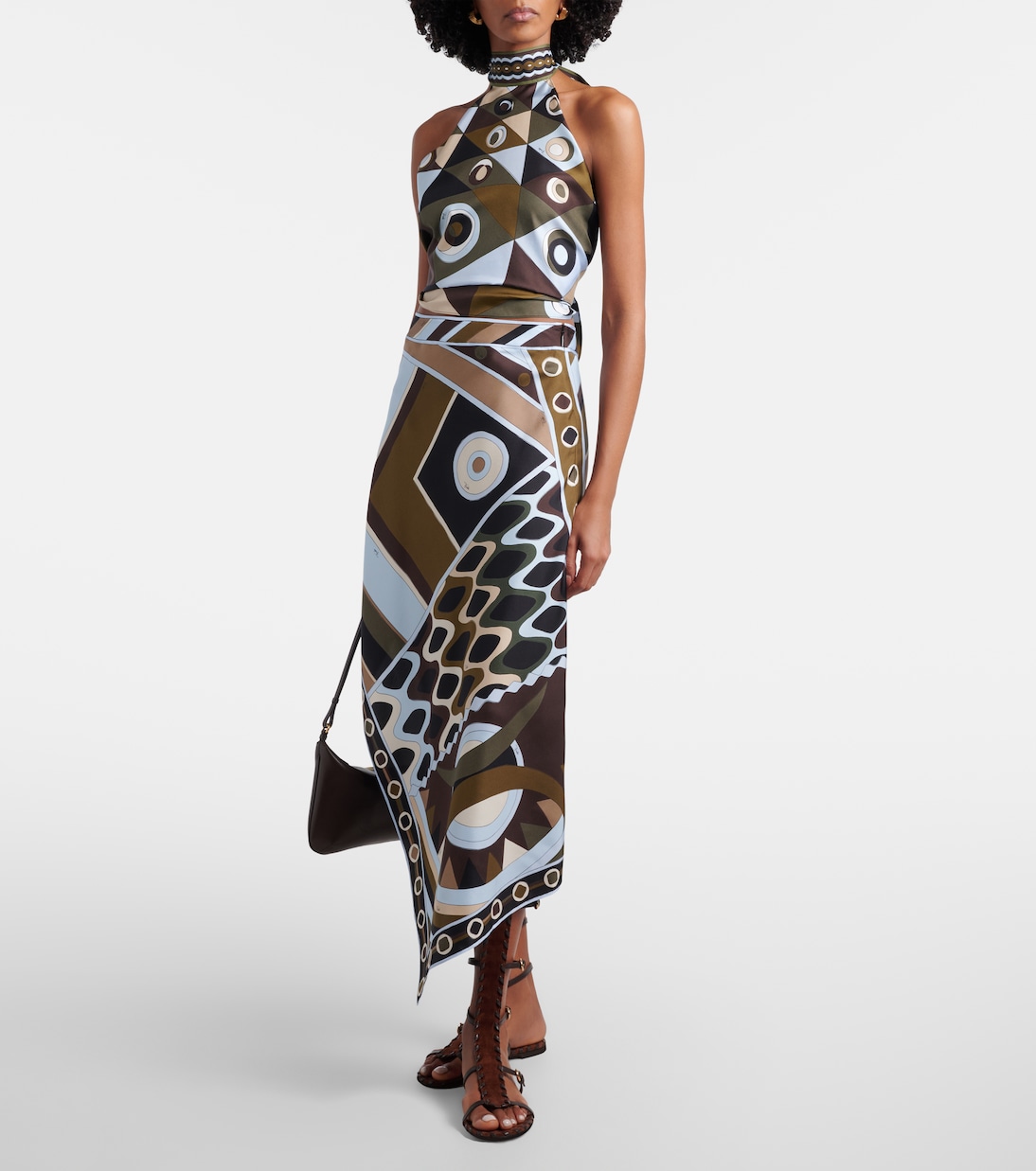 Occhi halterneck open-back silk twill top | Pucci