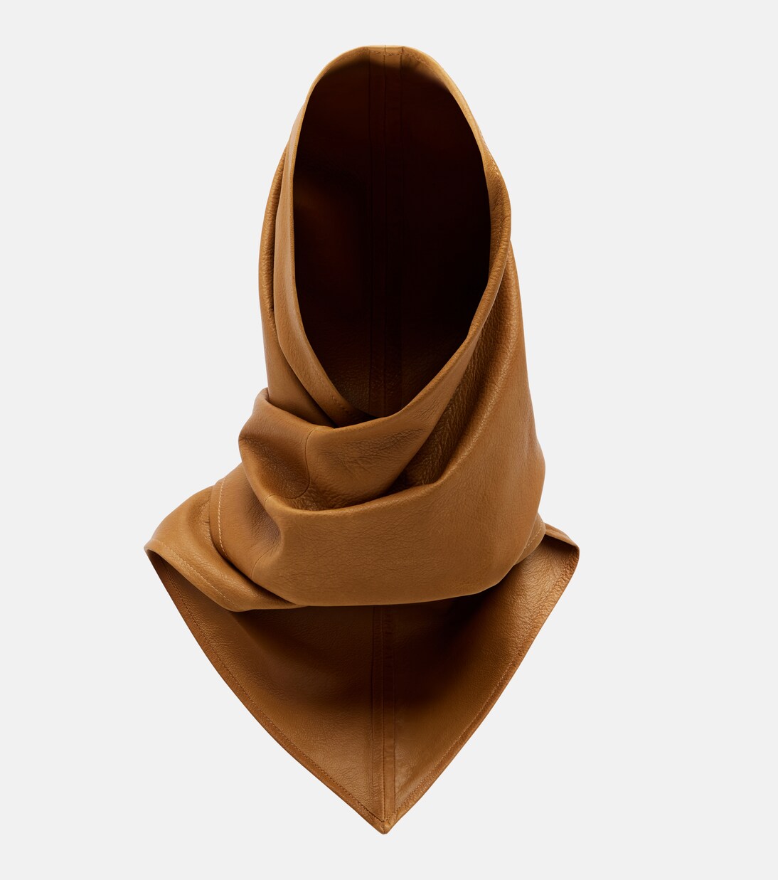 Draped leather hood | Nour Hammour