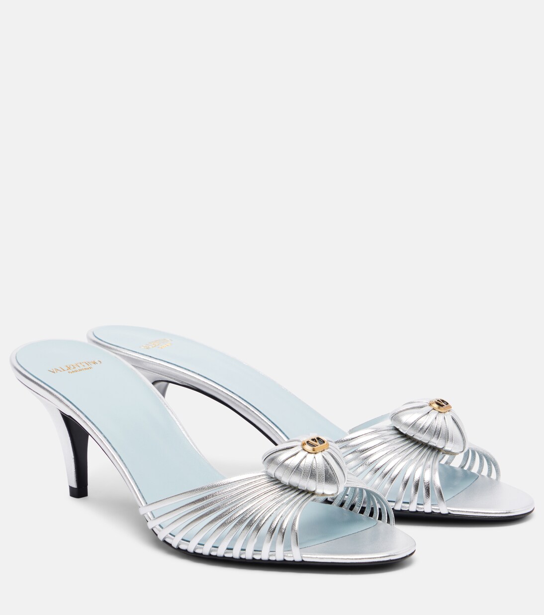 Cœur Royal metallic leather mules | Valentino Garavani