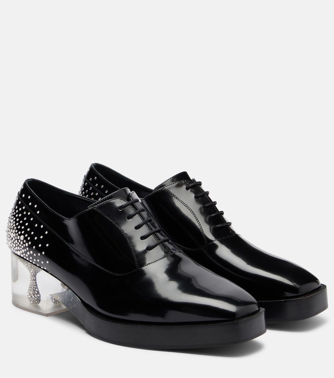 x Jimmy Choo crystal-embellished leather derby shoes | Noir Kei Ninomiya