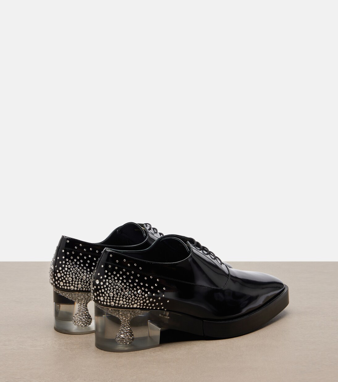 x Jimmy Choo crystal-embellished leather derby shoes | Noir Kei Ninomiya