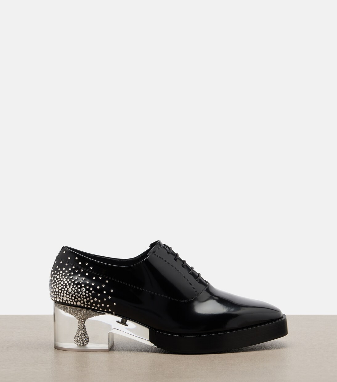 x Jimmy Choo crystal-embellished leather derby shoes | Noir Kei Ninomiya