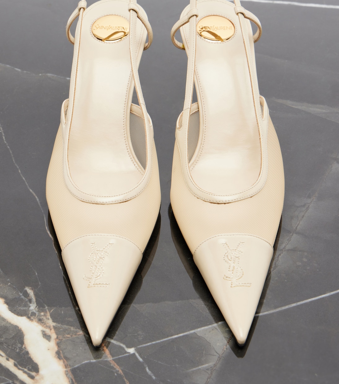 Slingback-Pumps Renée aus Mesh und Leder | Saint Laurent