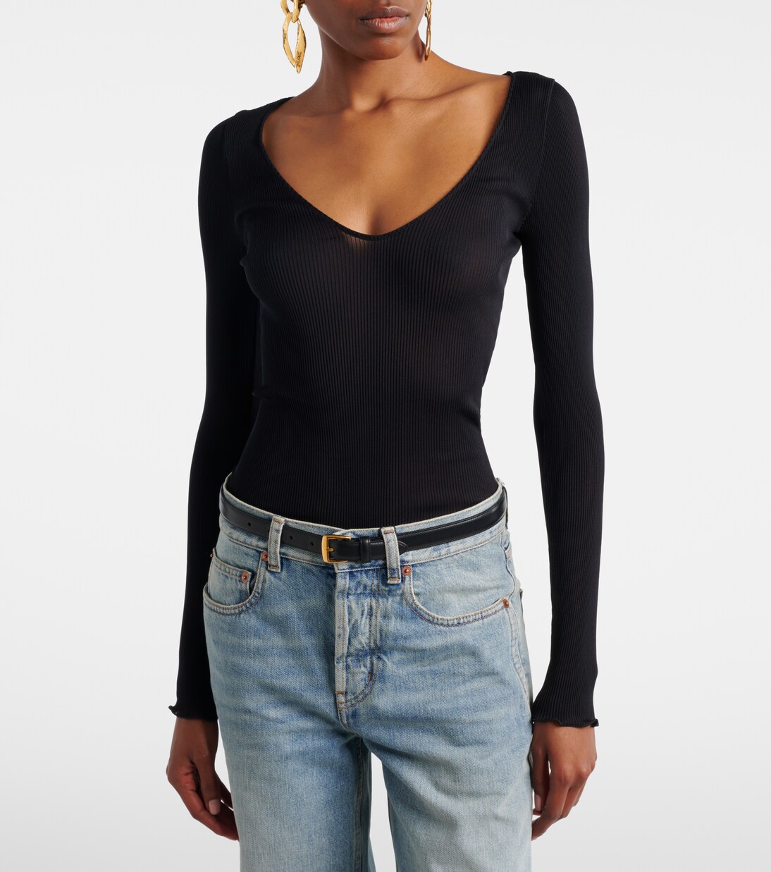 Ribbed-knit silk top | Saint Laurent