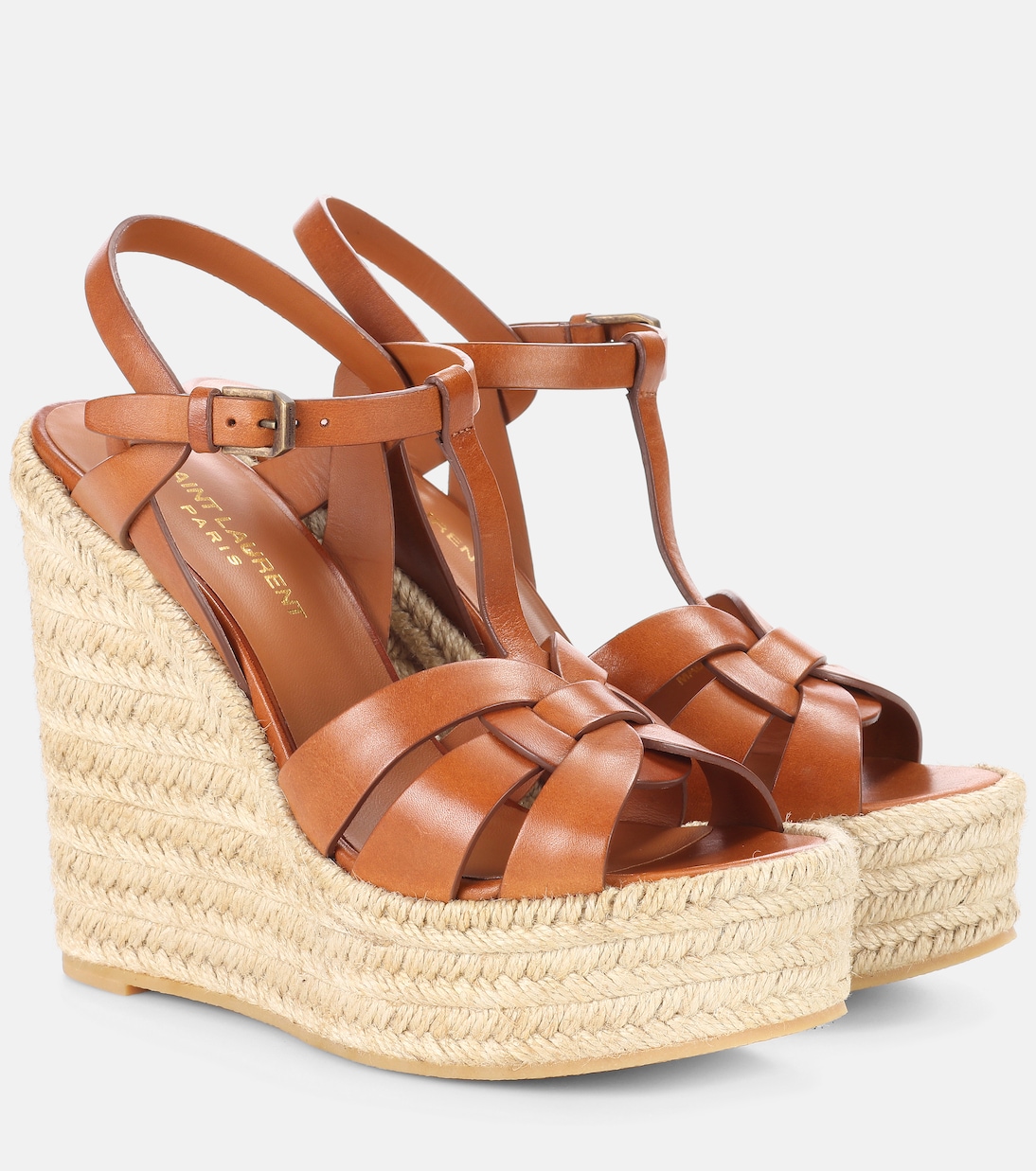 Wedge-Sandalen Tribute 130 aus Leder | Saint Laurent