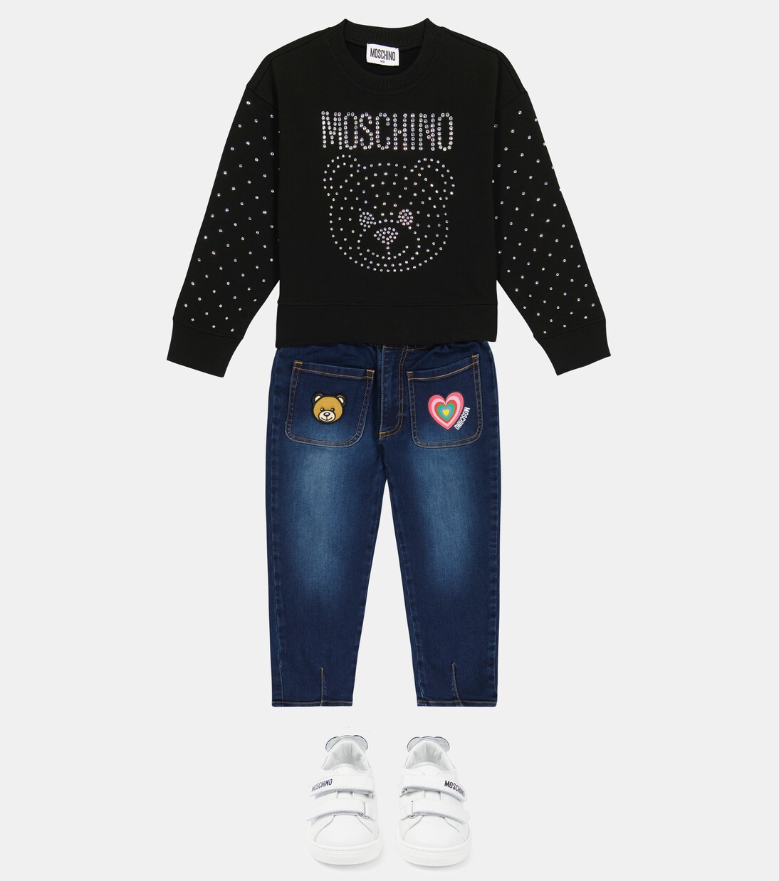 Sweat-shirt en coton mélangé à ornements | Moschino Kids
