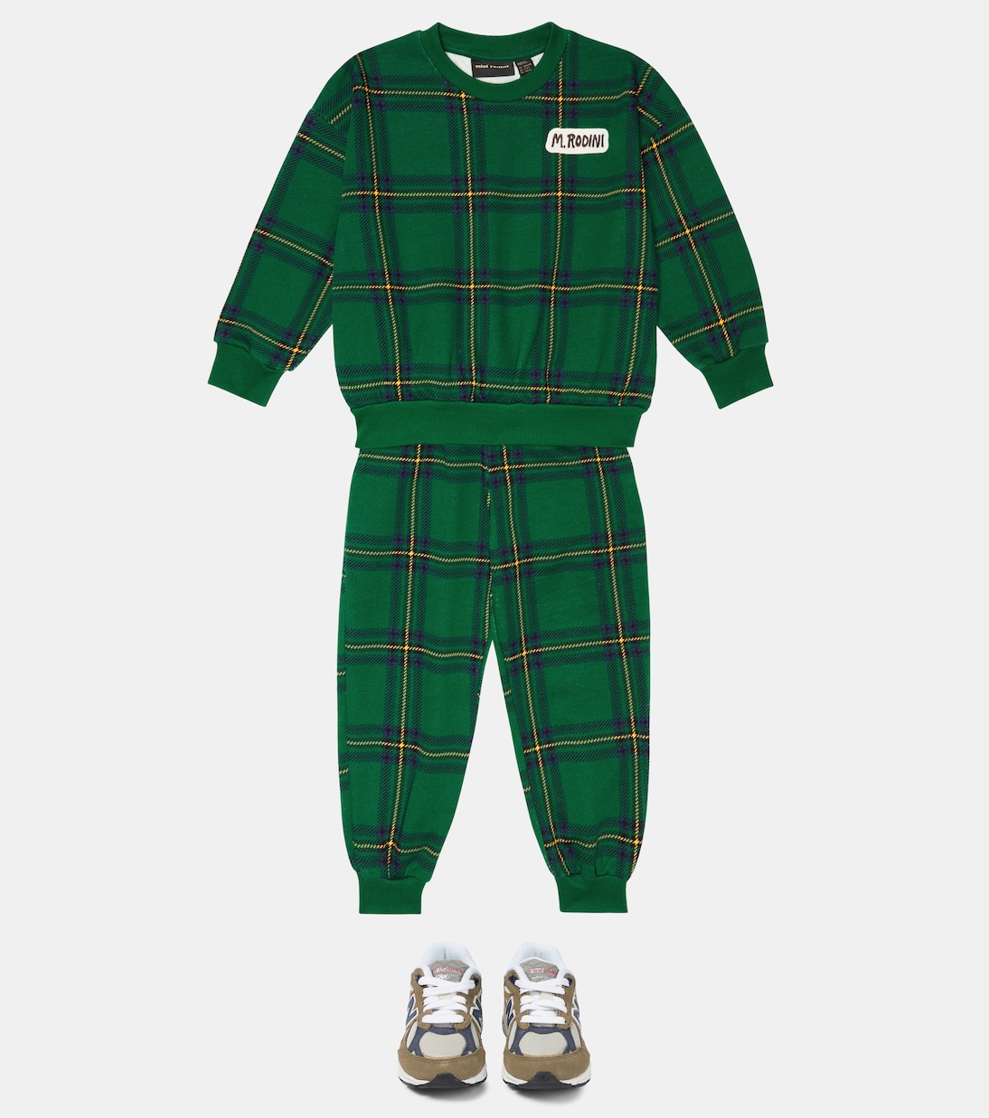 Checked cotton sweatpants | Mini Rodini