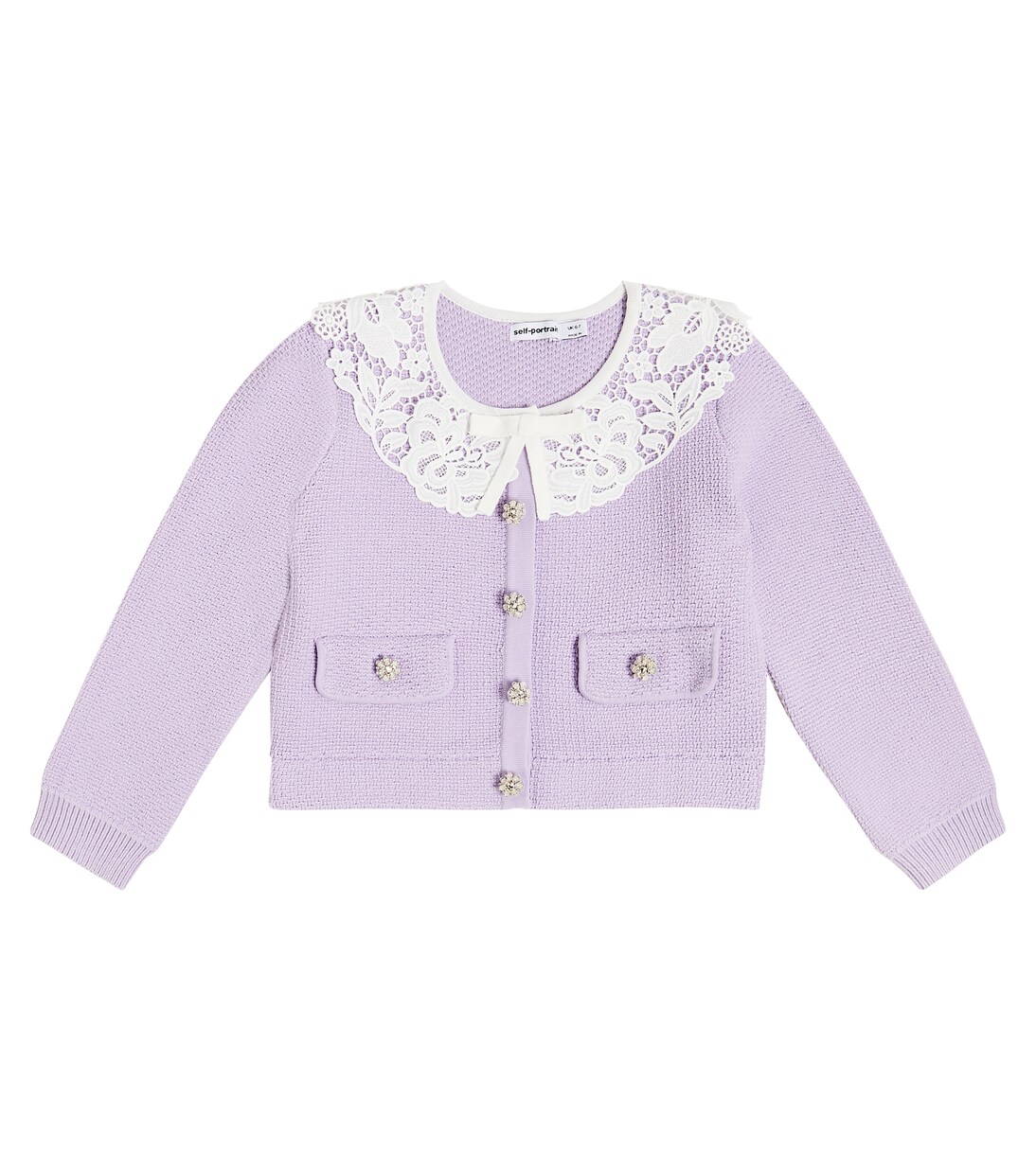 Lace-trimmed embellished cardigan | Self-Portrait Kids