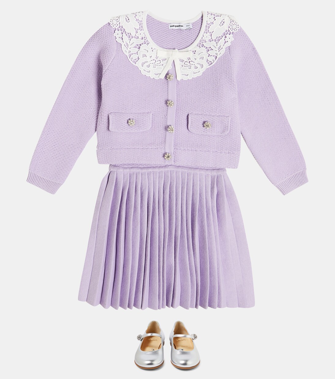 Lace-trimmed embellished cardigan | Self-Portrait Kids