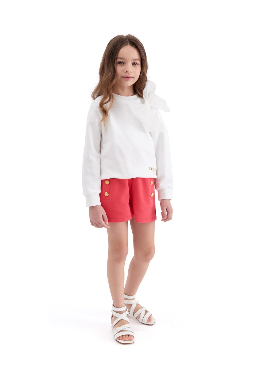 Button-embellished jersey shorts | Balmain Kids