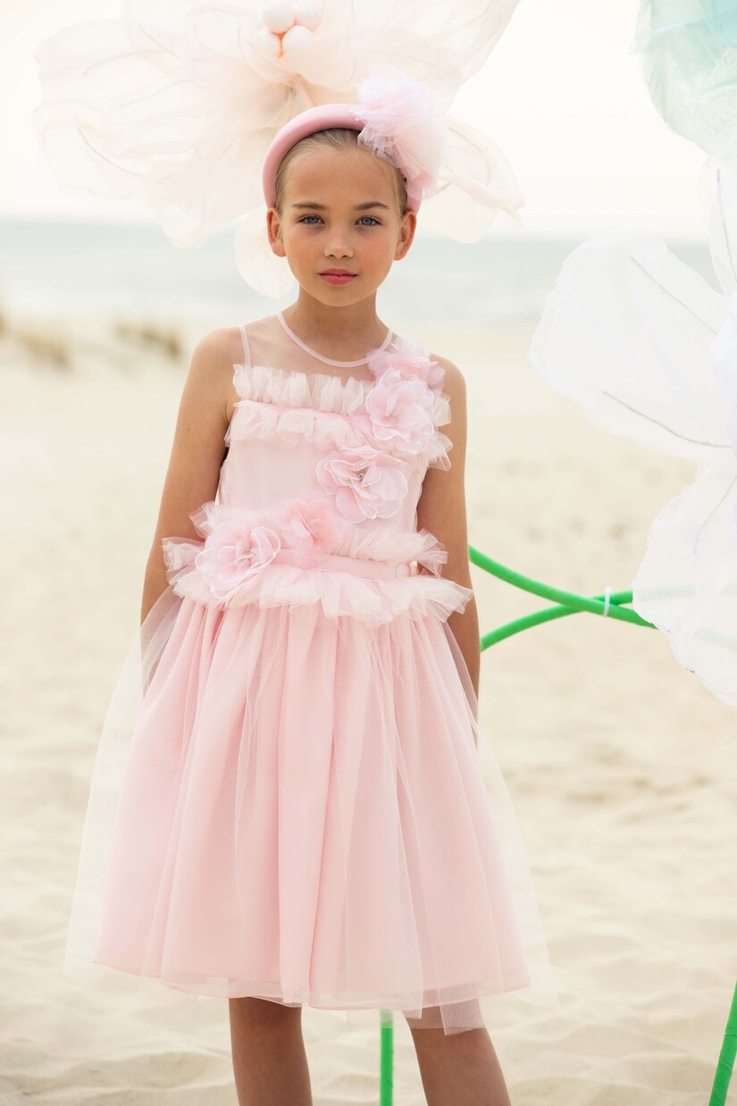 Floral-appliqué tulle dress | Patachou