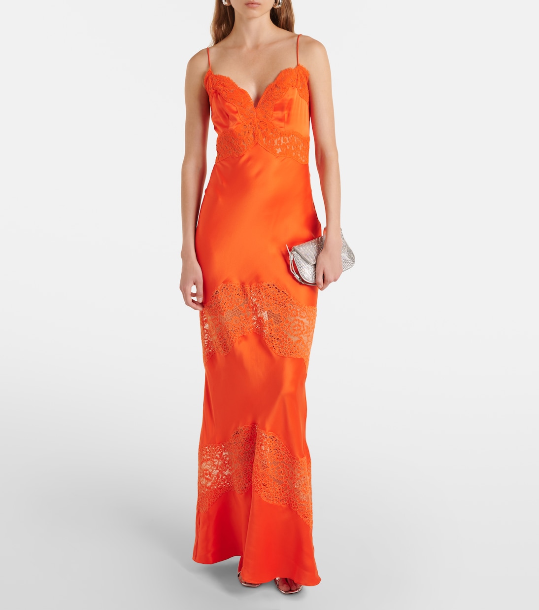 Abito sottoveste Adira in raso di seta con pizzo | Rebecca Vallance