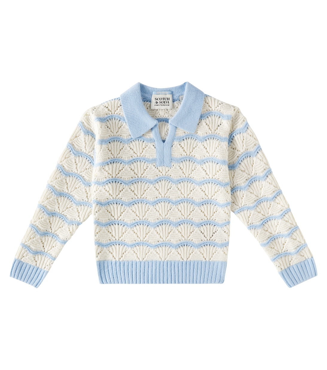 Striped pointelle polo swetaer | Scotch & Soda Kids