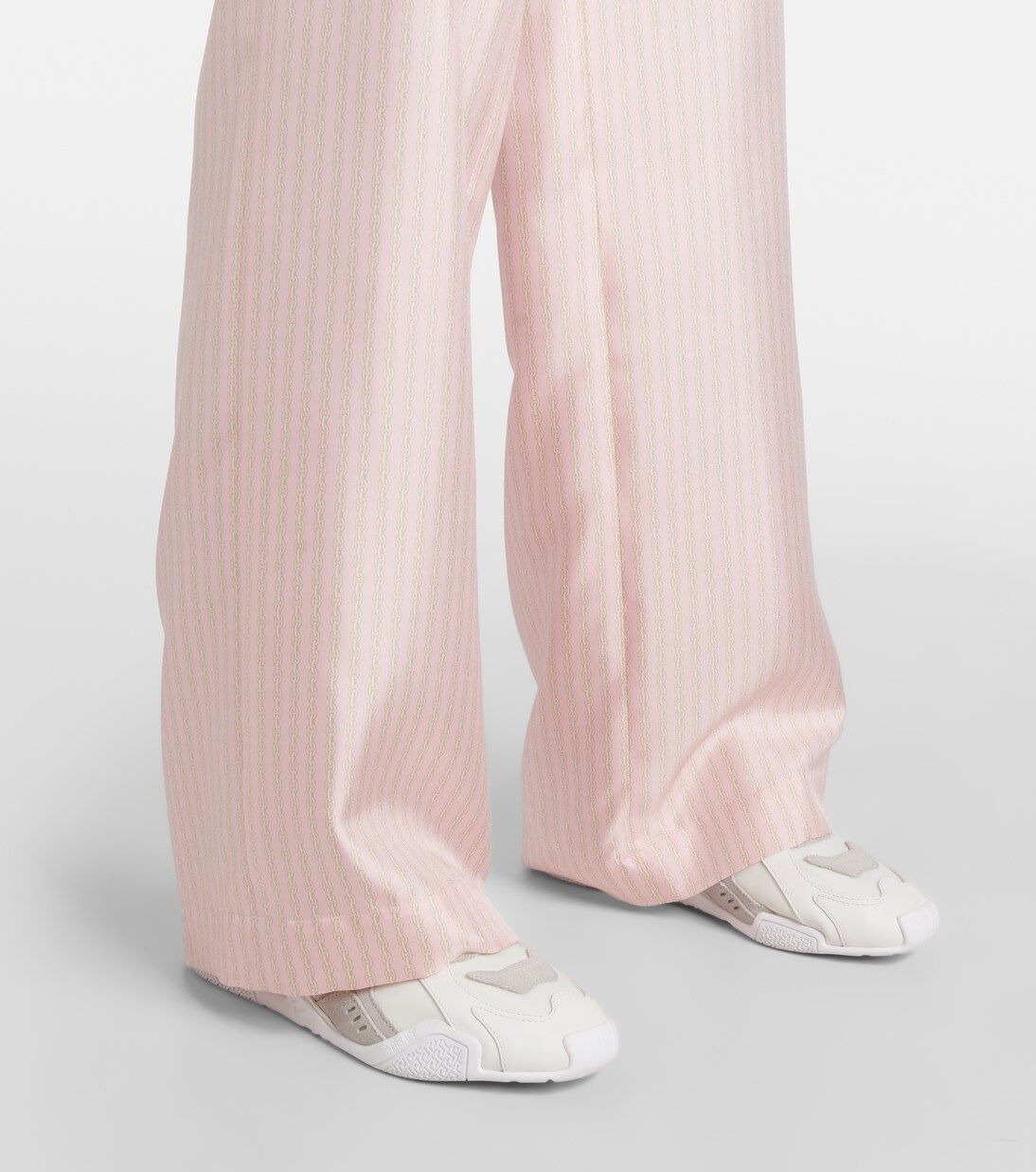 Galaxia suede-trimmed leather sneakers | Versace