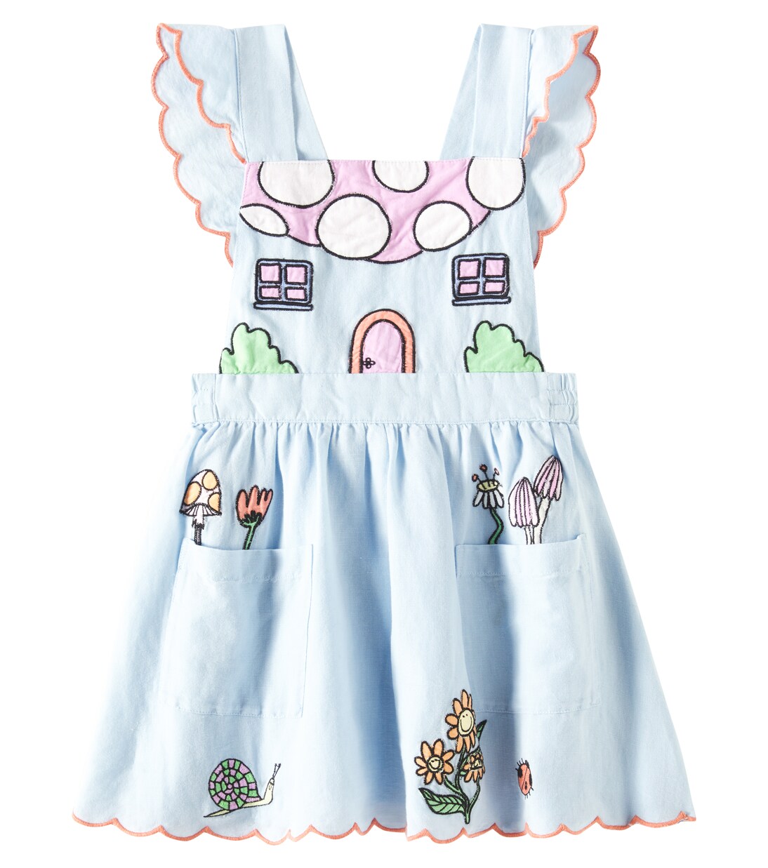 Embroidered linen and cotton dress | Stella McCartney Kids