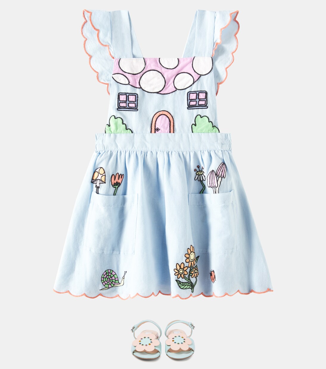 Embroidered linen and cotton dress | Stella McCartney Kids