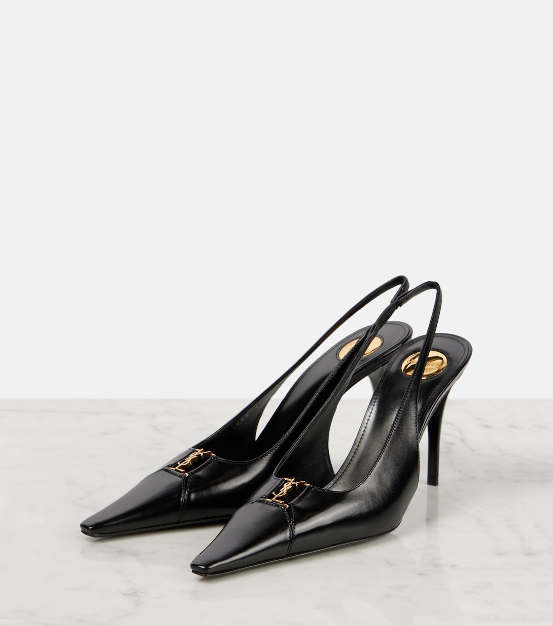 Babylone Breteuil 90 leather slingback pumps | Saint Laurent