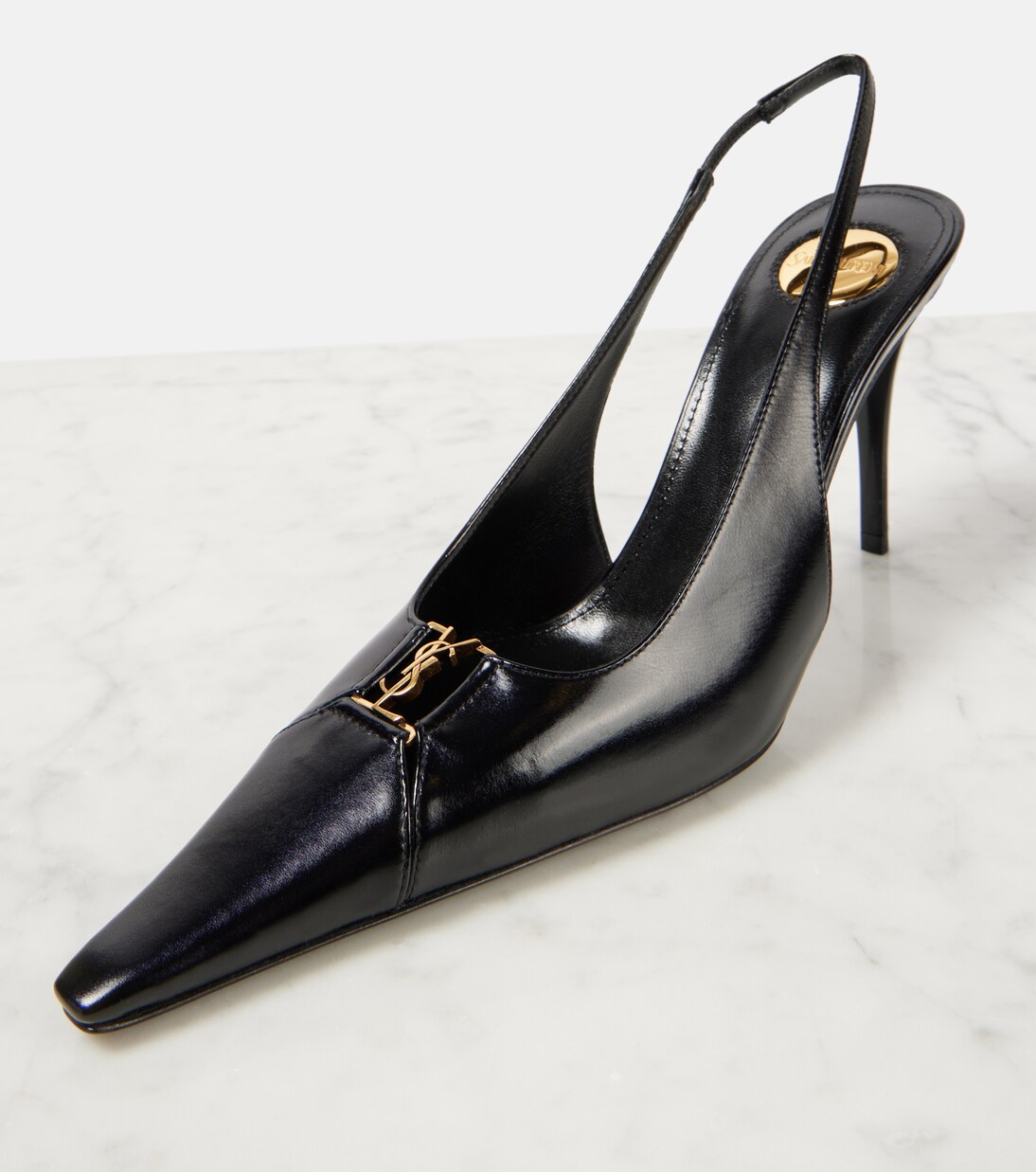 Babylone Breteuil 90 leather slingback pumps | Saint Laurent