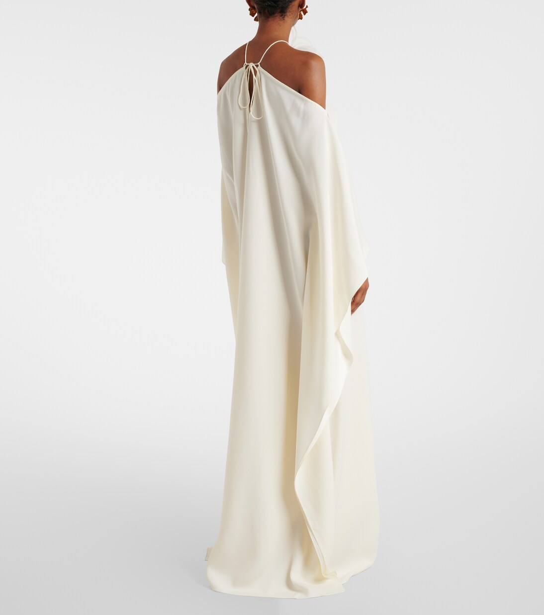 Feather-trimmed off-shoulder gown | Taller Marmo