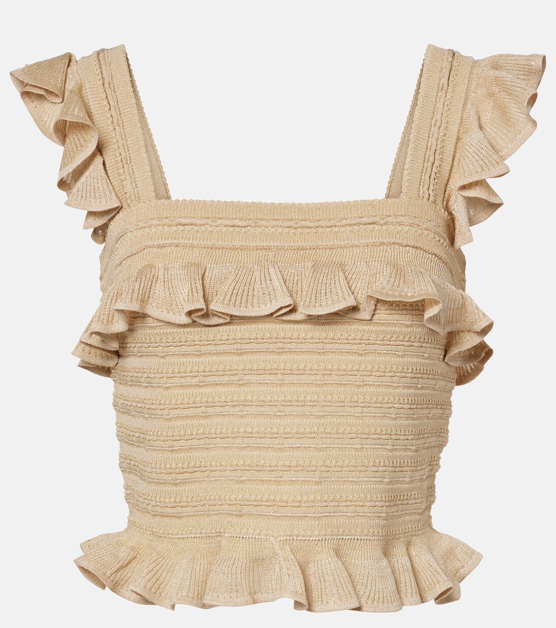 Ruffled lace lamé top | Zimmermann