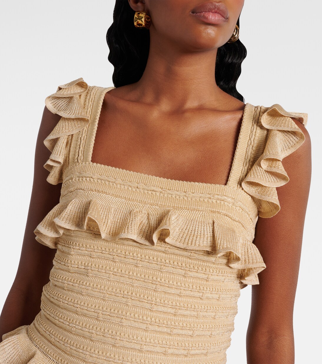 Ruffled lace lamé top | Zimmermann