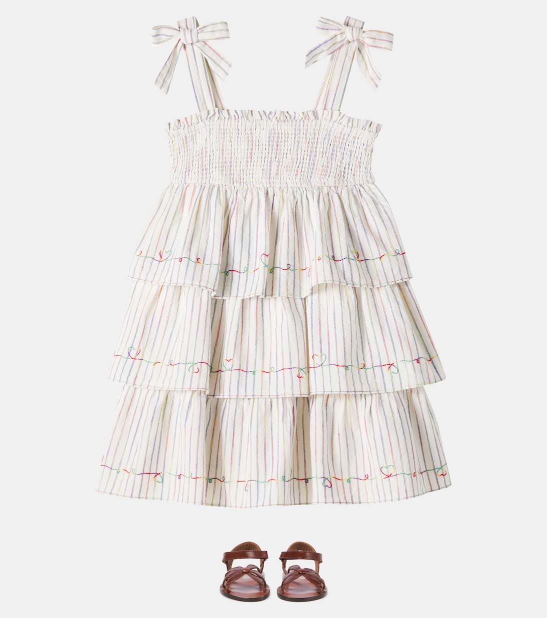 Rhiannon shirred striped cotton dress | Zimmermann Kids