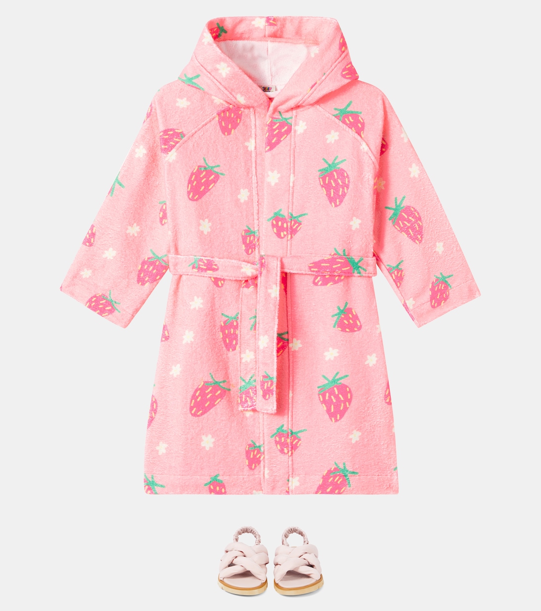 Strawberry printed cotton-blend terry robe | Jellymallow