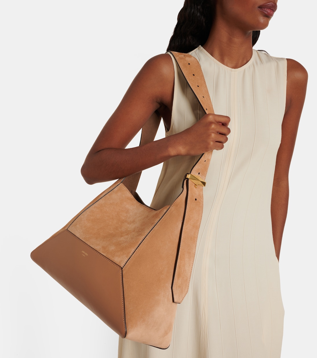 Borsa a spalla Diamond Medium in suede | Jimmy Choo