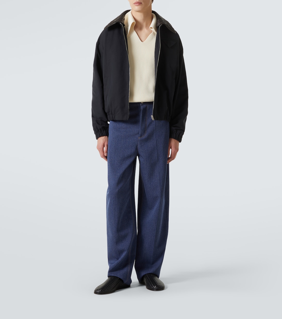 Blouson Intrecciato aus Canvas mit Leder | Bottega Veneta