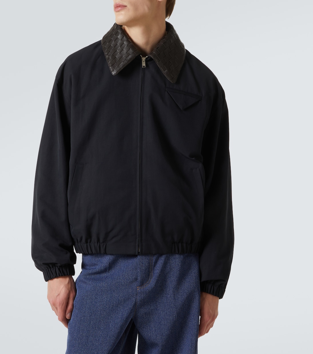 Blouson Intrecciato aus Canvas mit Leder | Bottega Veneta