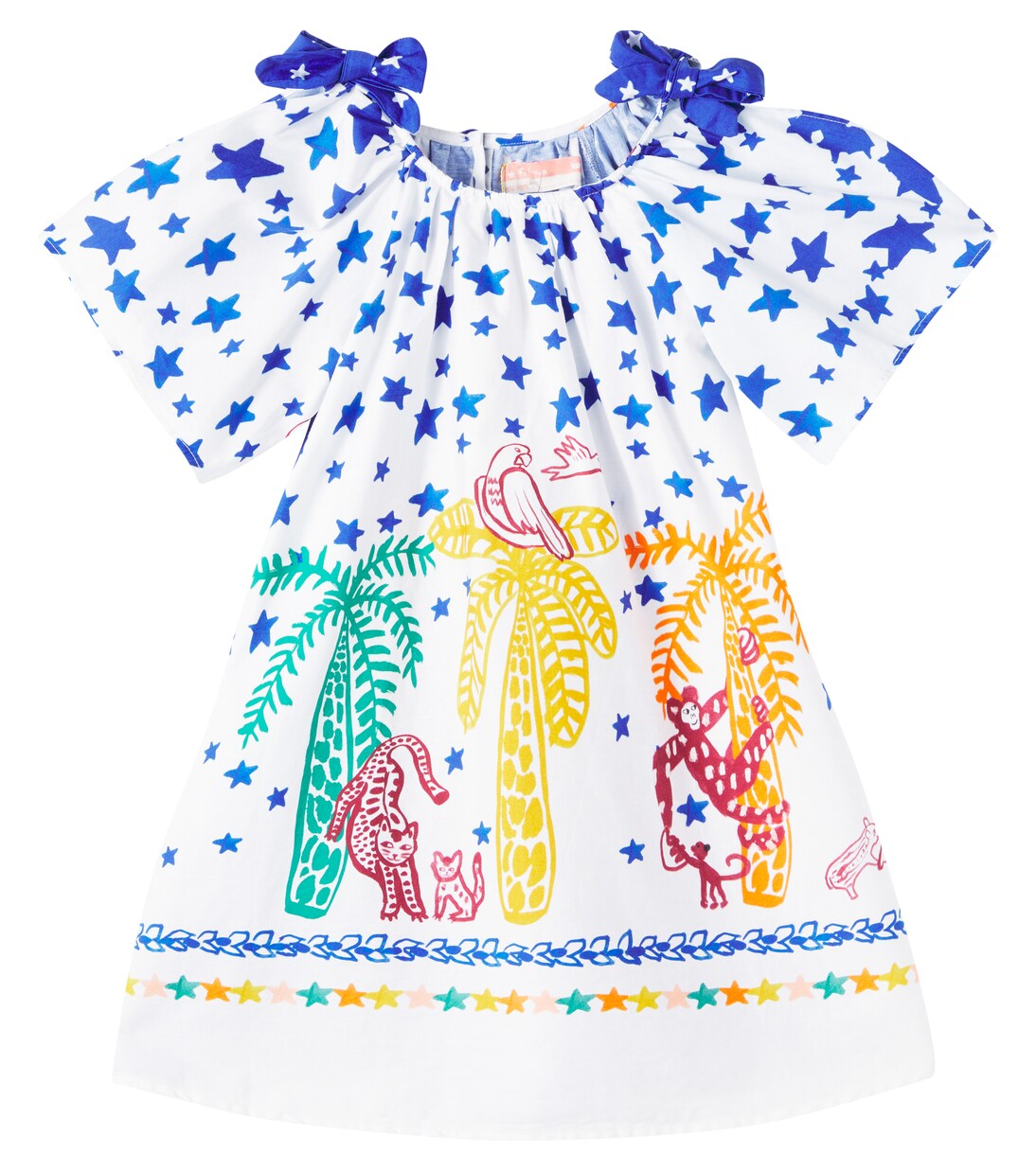 Bow-detail printed cotton dress | Fábula