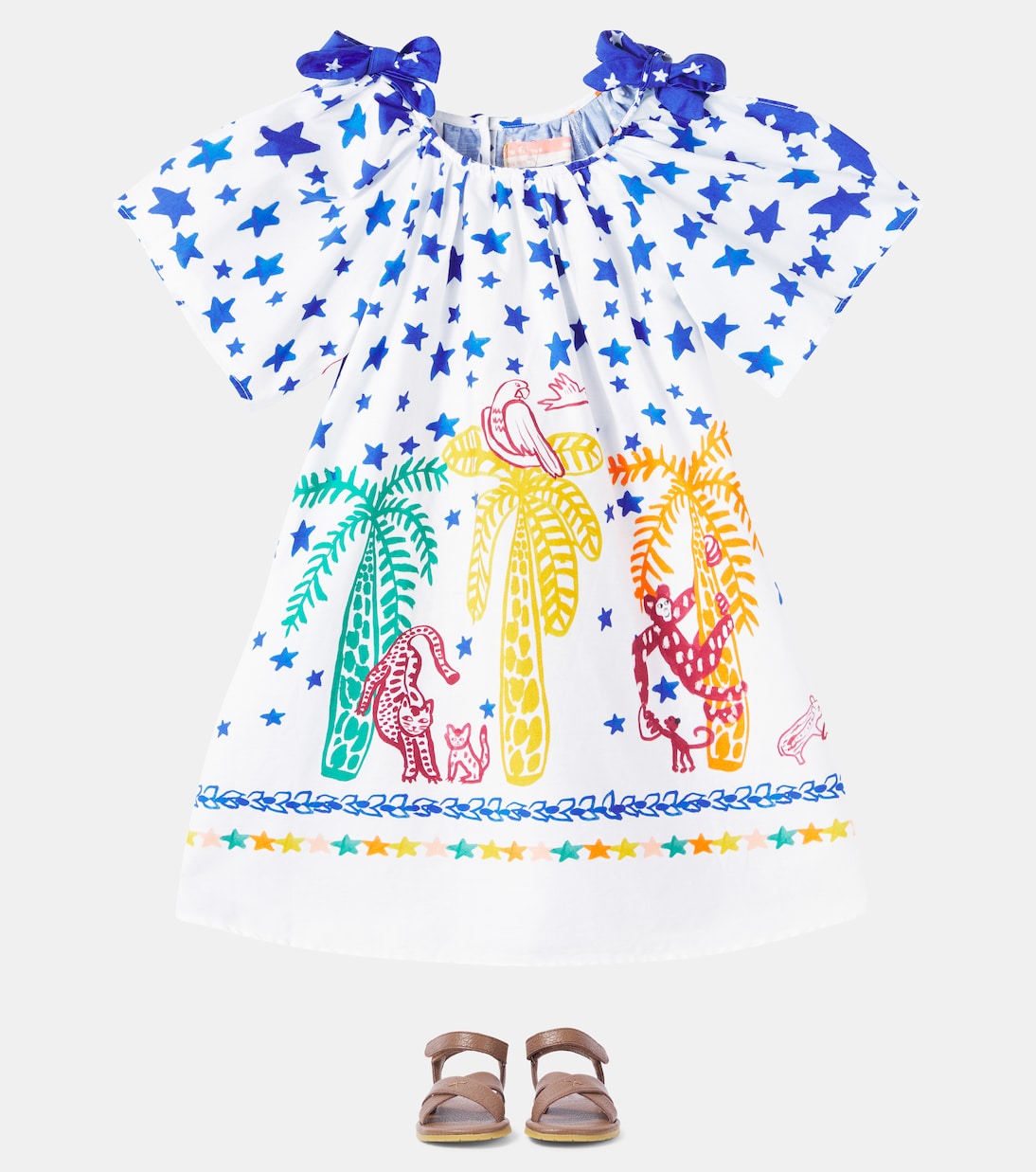 Bow-detail printed cotton dress | Fábula