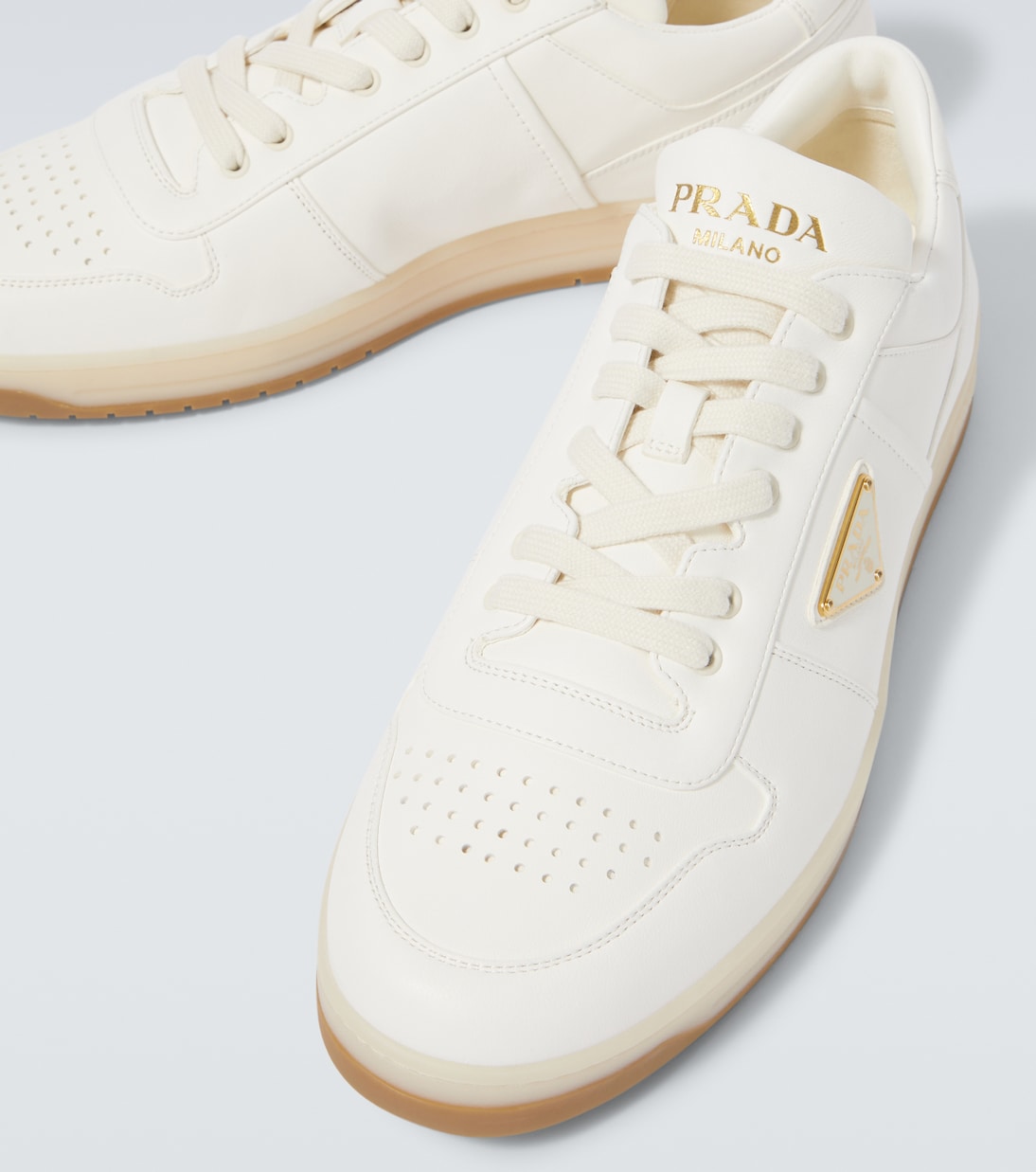Downtown leather sneakers | Prada