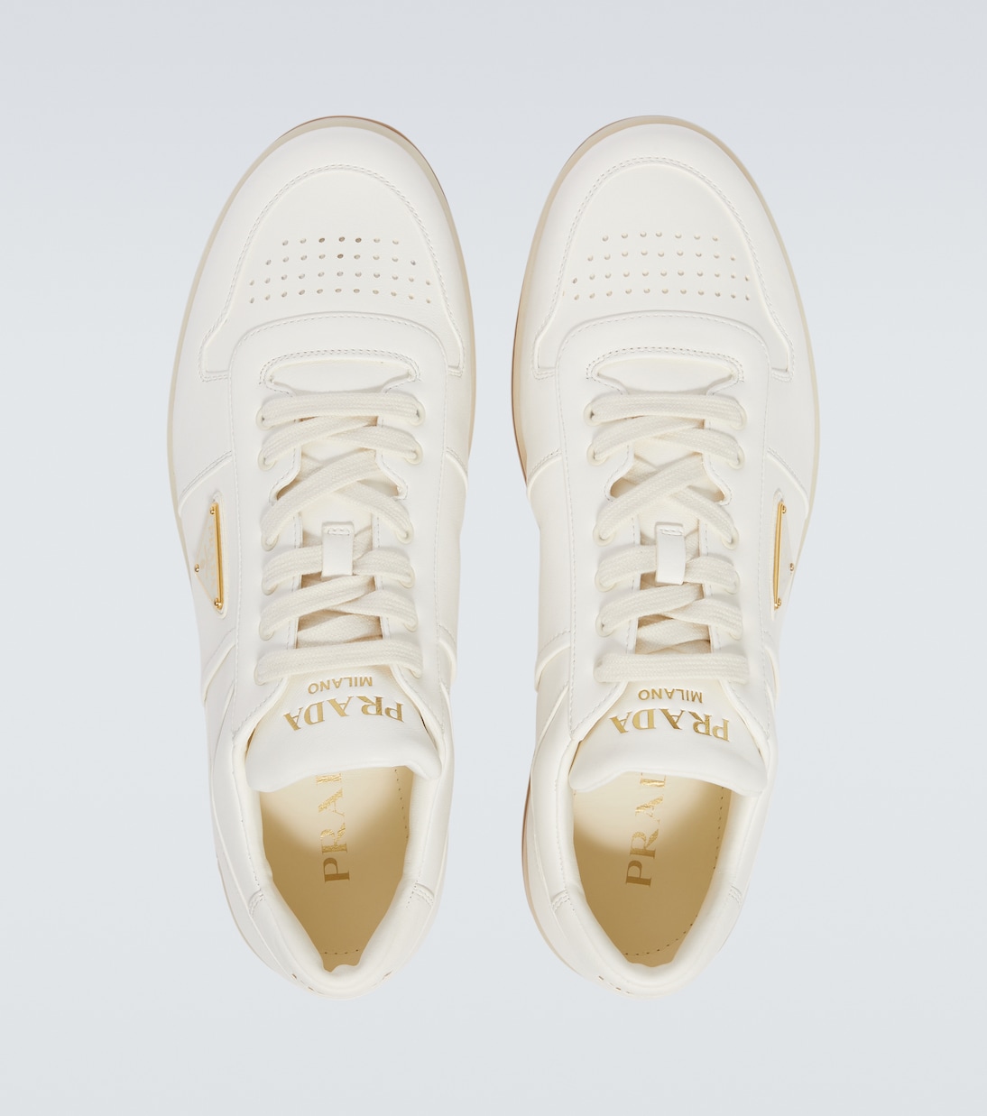 Downtown leather sneakers | Prada