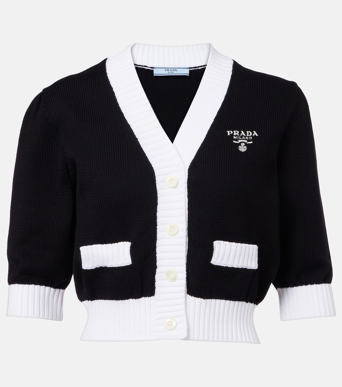 Cardigan raccourci en coton | Prada