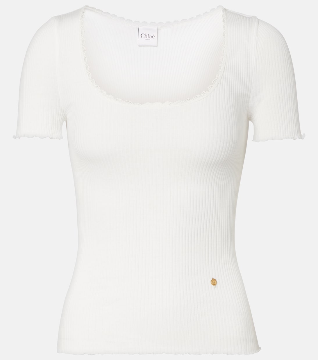 T-Shirt aus Baumwolle mit Spitze | Chloé