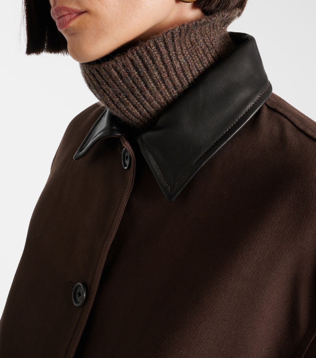 Leather-trimmed cotton jacket  | Nili Lotan