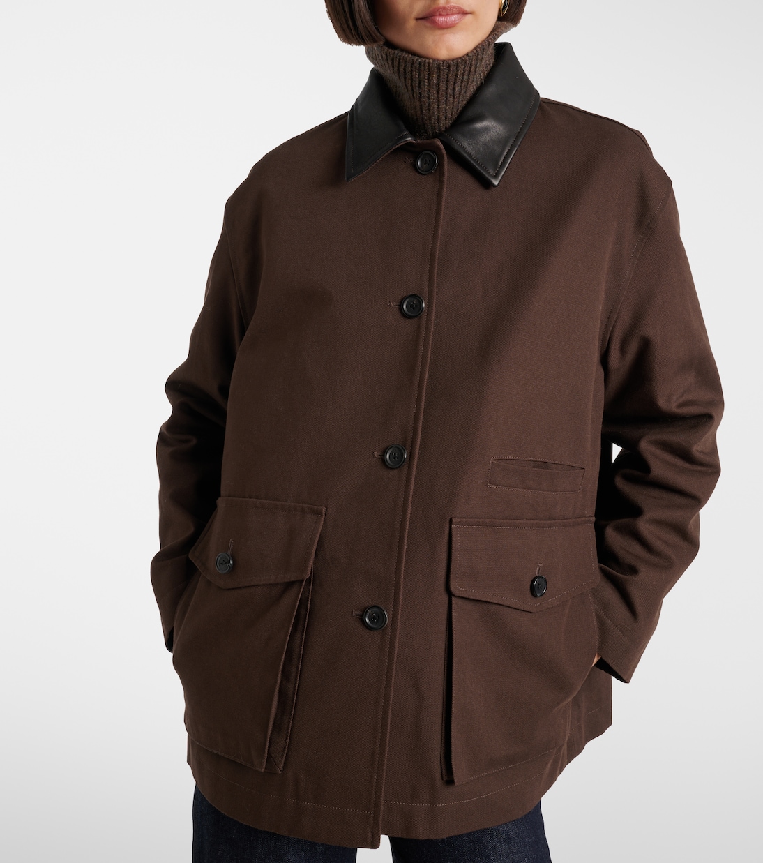 Leather-trimmed cotton jacket  | Nili Lotan